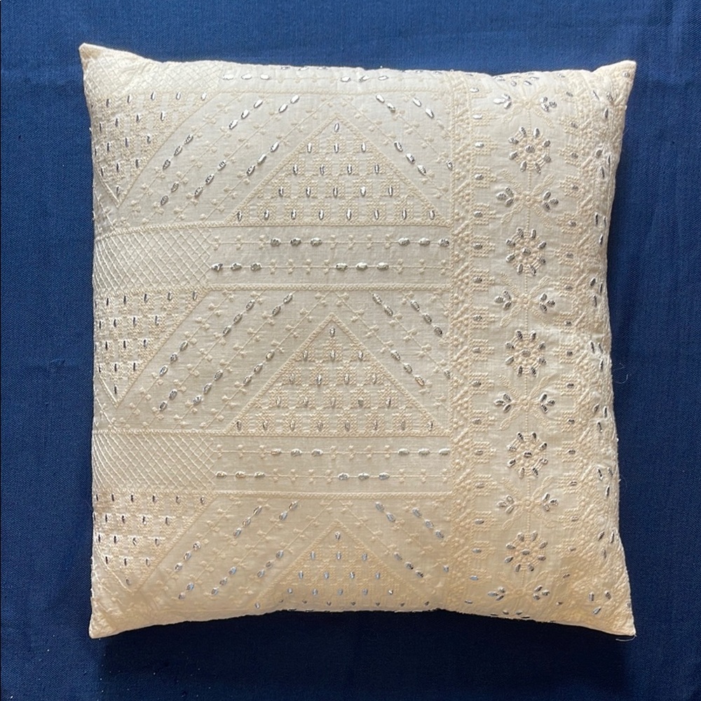 Handcrafted Cream Accent Pillow